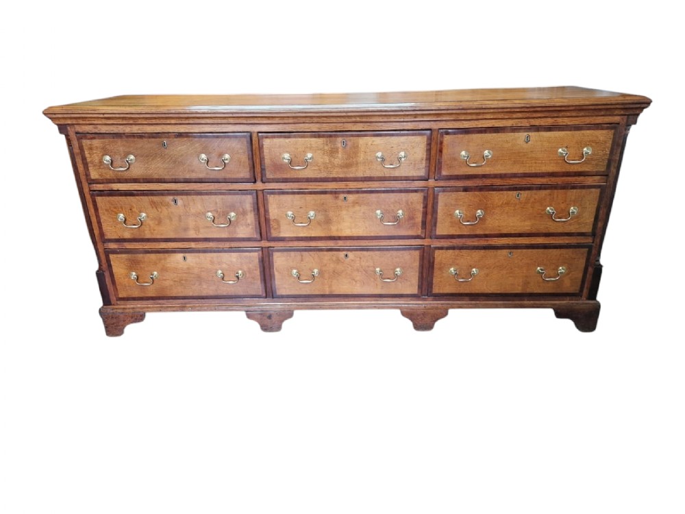 18THC COUNTRY HOUSE OAK AND MAHOGANY DRESSER BASE
