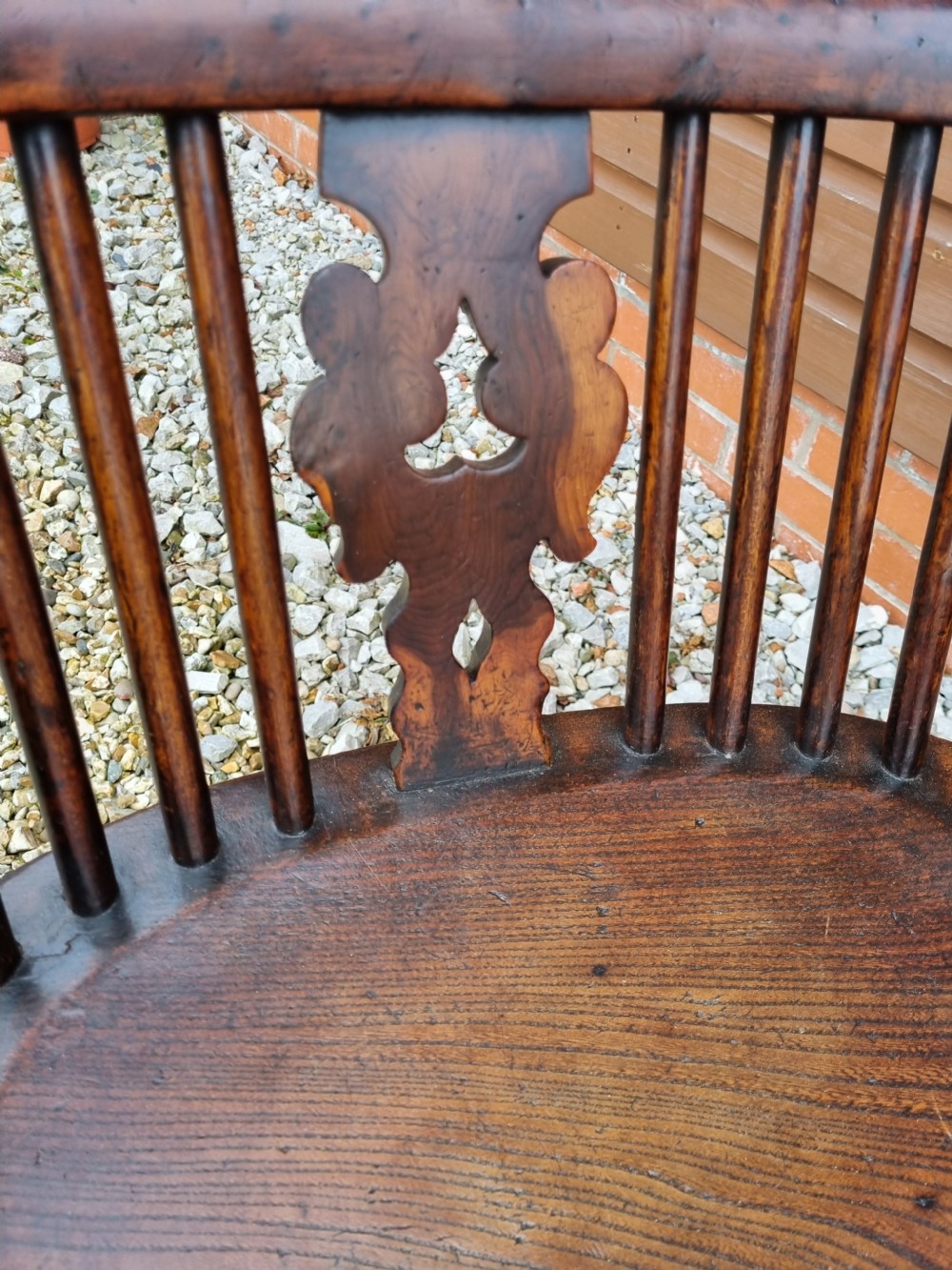 GOOD LARGE YEWTREE CRINOLINE STRETCHER WINDSOR ARMCHAIR
 View III