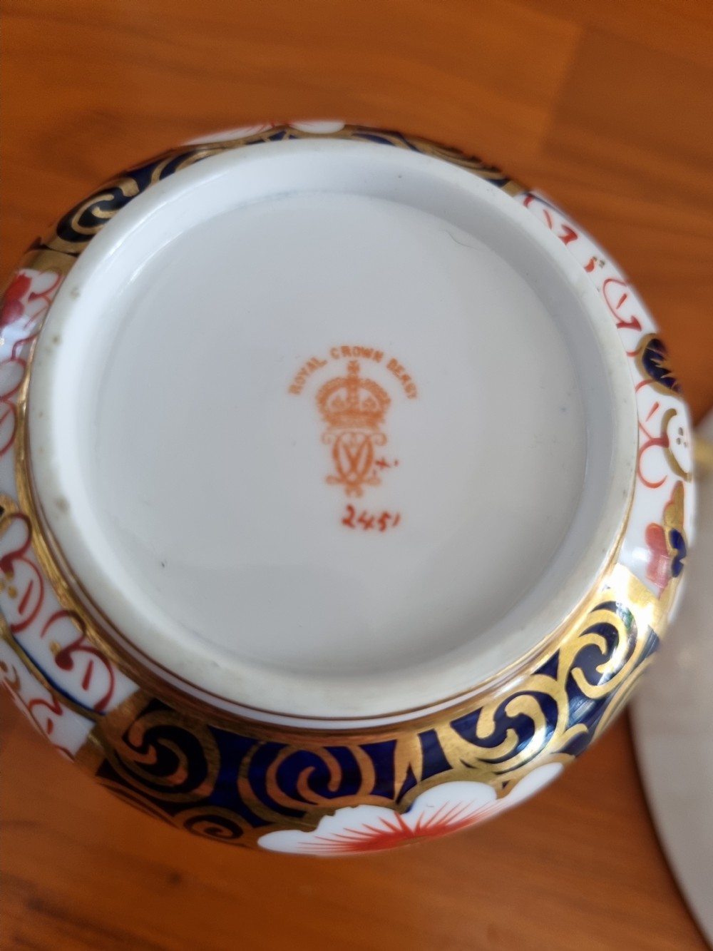 ROYAL CROWN DERBY 2451 IMARI PATTERN MOUSTACHE CUP AND SAUCER PERFECT View IV
