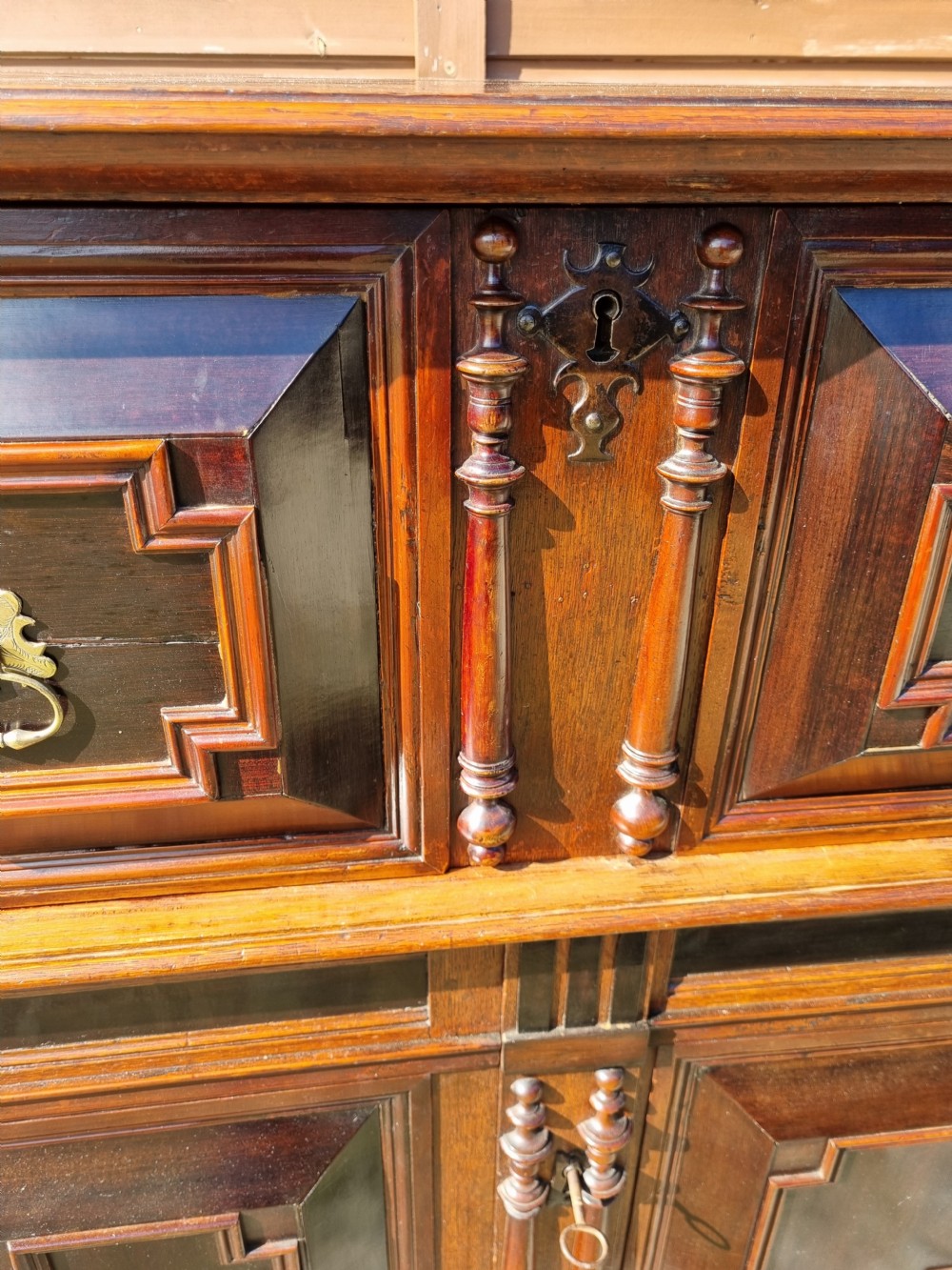 A GOOD 17THC OAK  EBONY AND VARIOUS WOODS 2 PART CHEST
 View III