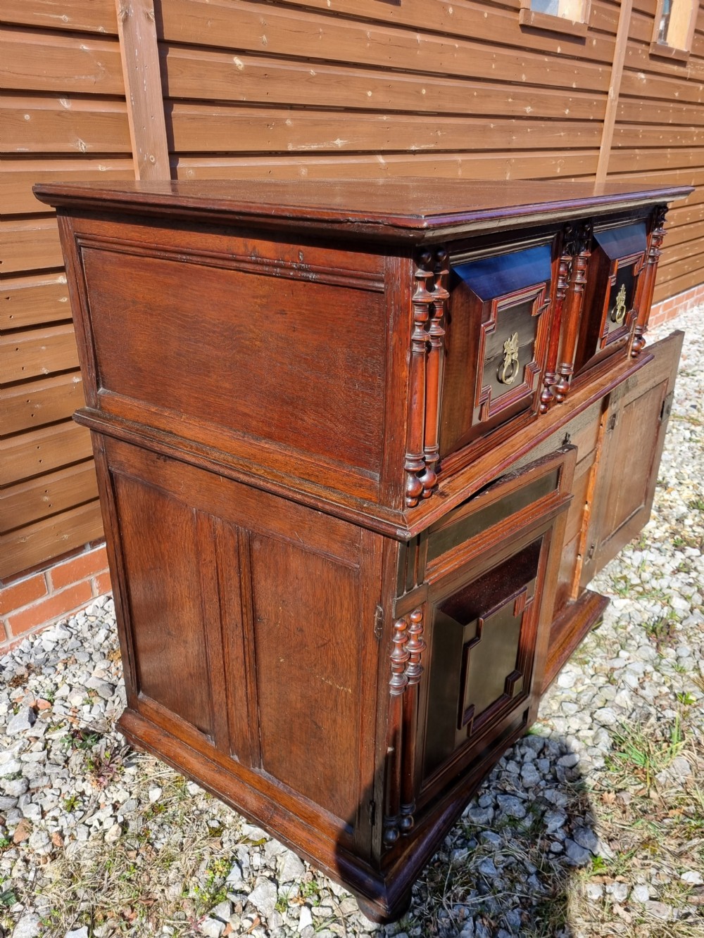 A GOOD 17THC OAK  EBONY AND VARIOUS WOODS 2 PART CHEST
 View VI