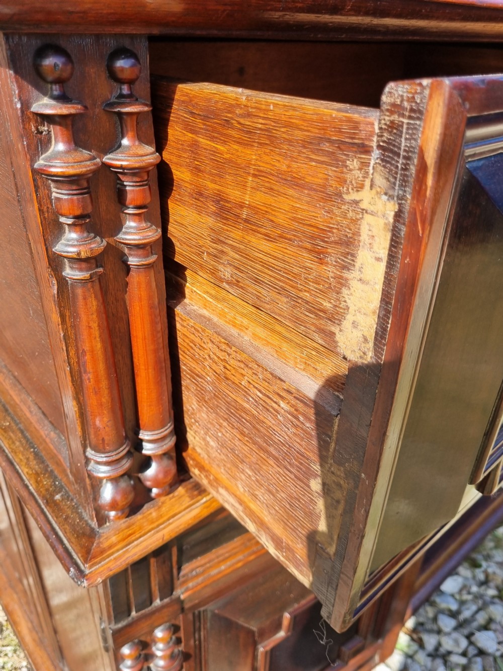 A GOOD 17THC OAK  EBONY AND VARIOUS WOODS 2 PART CHEST
 View VII