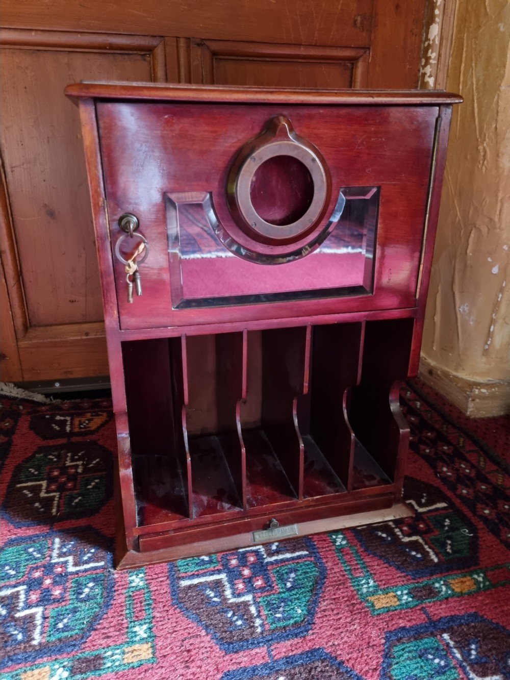 MAHOGANY AND BRASS COUNTRY HOUSE POST BOX View IV