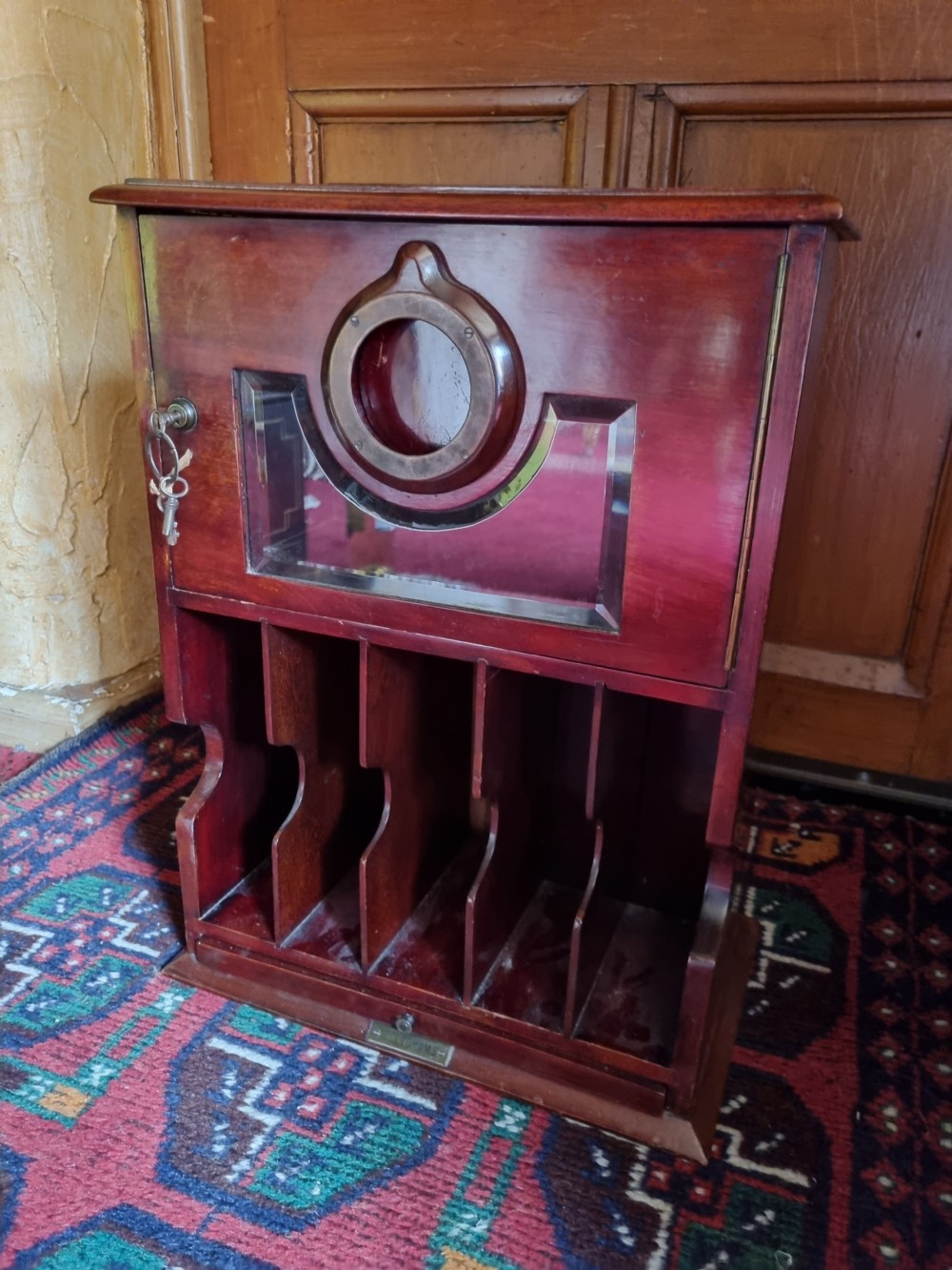 MAHOGANY AND BRASS COUNTRY HOUSE POST BOX View VI