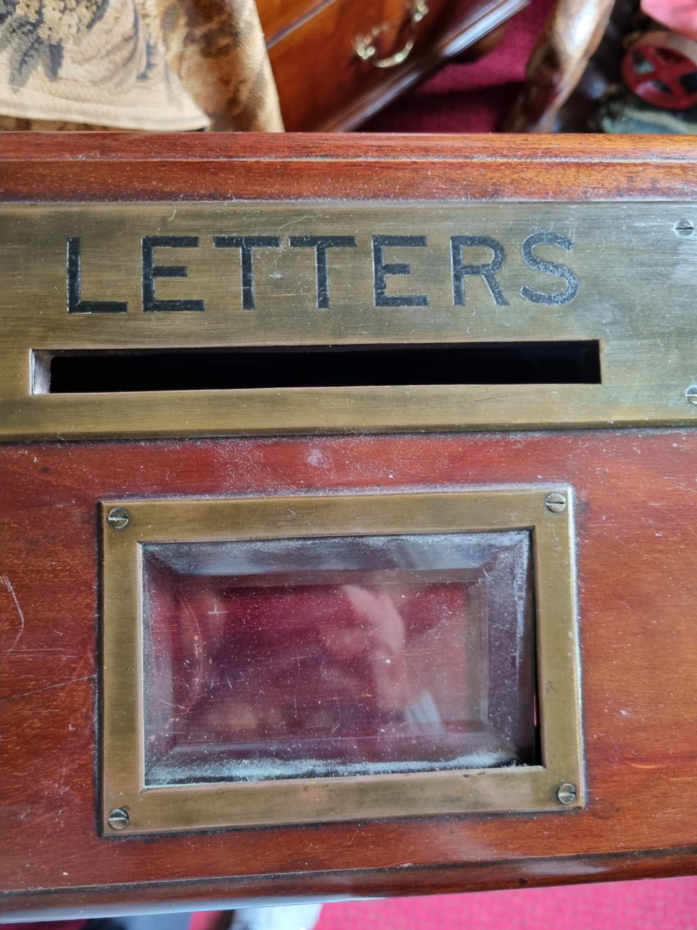 MAHOGANY AND BRASS COUNTRY HOUSE POST BOX View VII