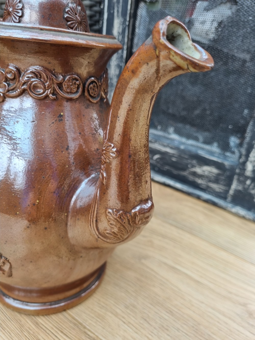 LARGE PERFECT L18THC STONEWARE COFFEE JUG. View IV