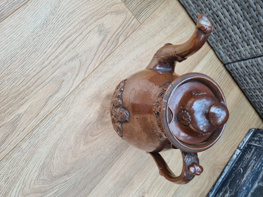 LARGE PERFECT L18THC STONEWARE COFFEE JUG. View V