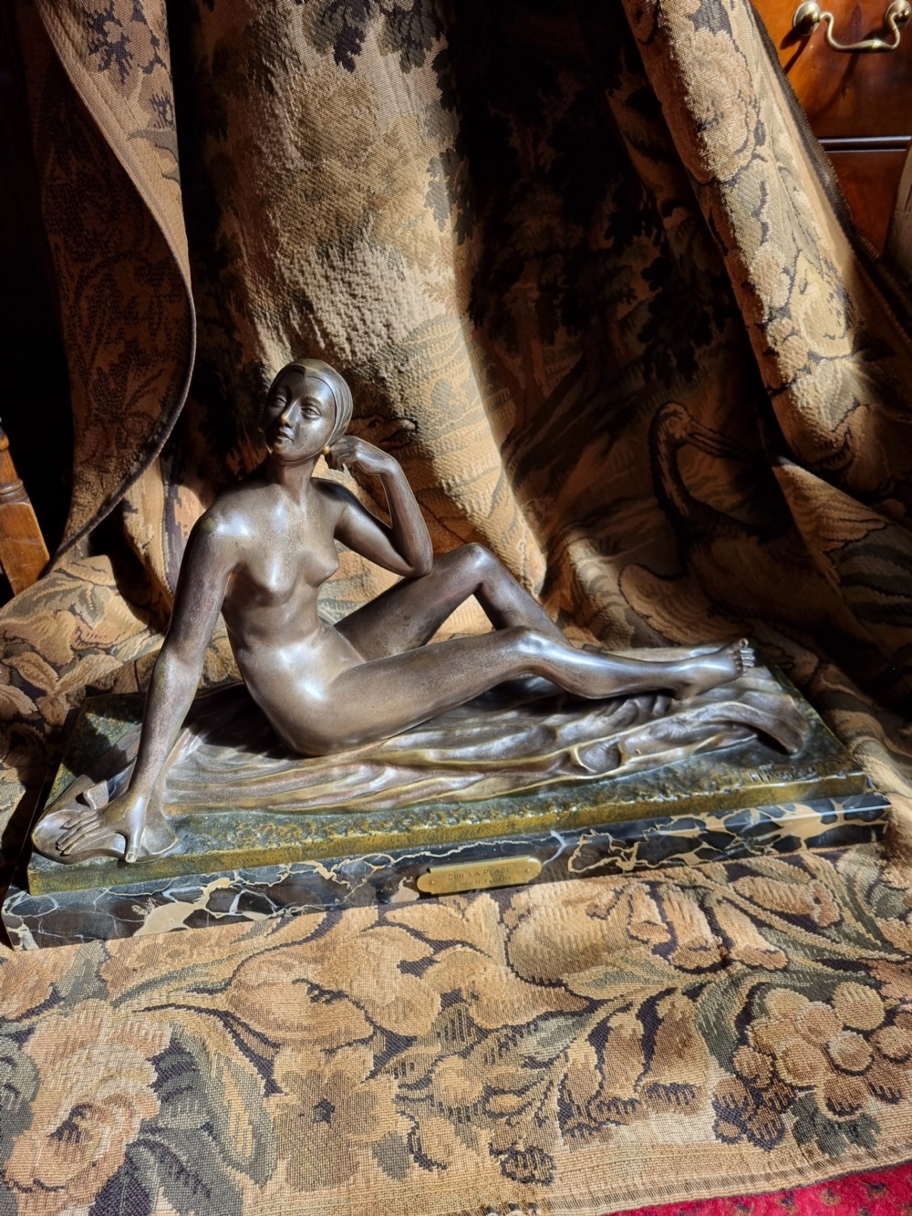 LARGE ART DECO FRENCH NUDE BRONZE FULLY SIGNED  View V