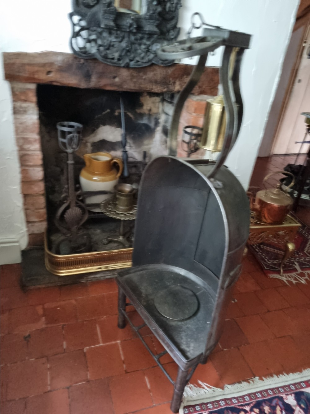 SUPERB RARE ANTIQUE BRASS COOKING SPIT AND CAGE  View IV