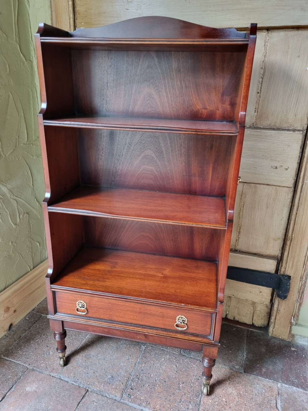 ANTIQUE MAHOGANY OPEN BOOKSHELVES WITH DRAWER View V
