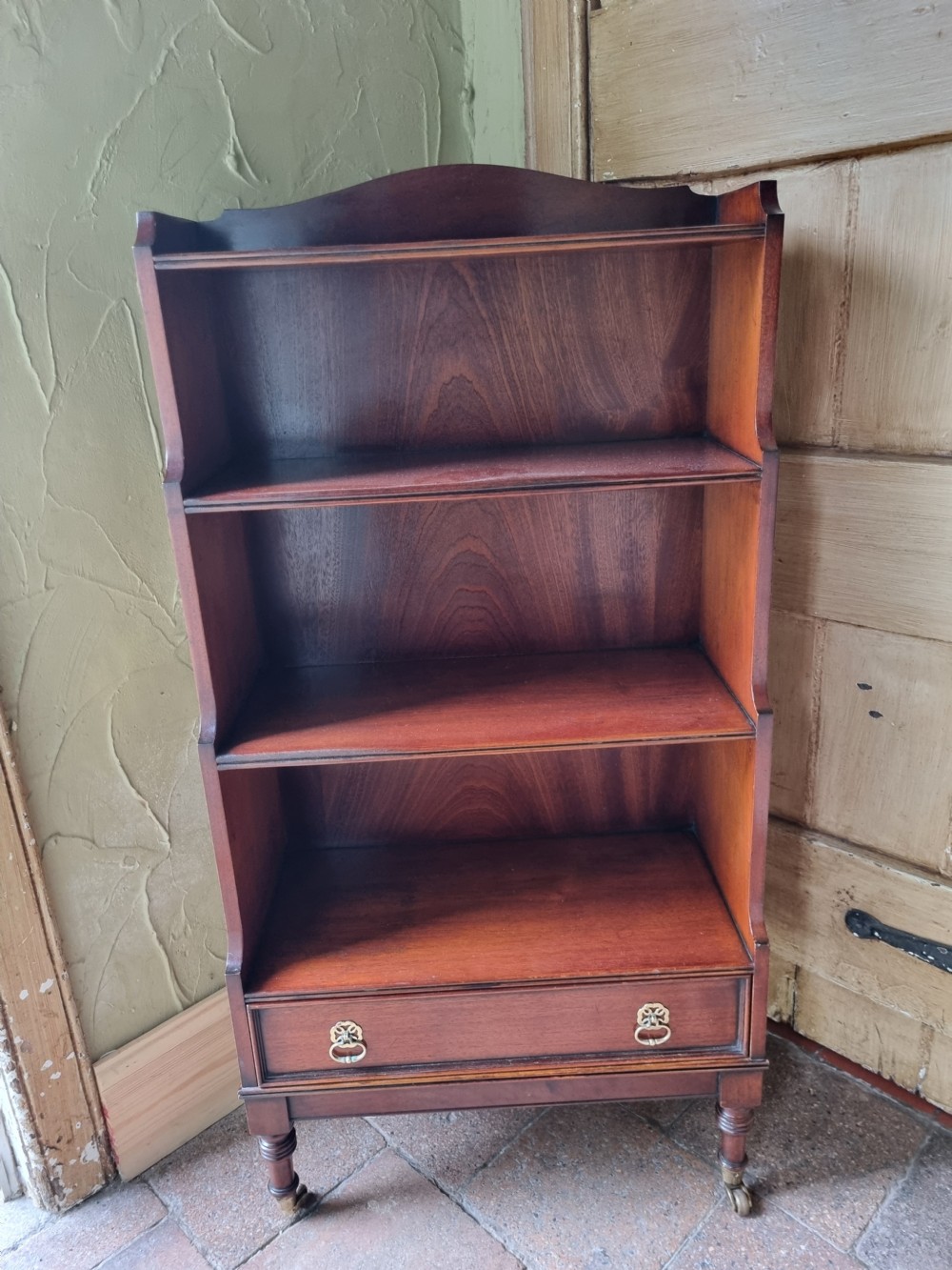 ANTIQUE MAHOGANY OPEN BOOKSHELVES WITH DRAWER View VI