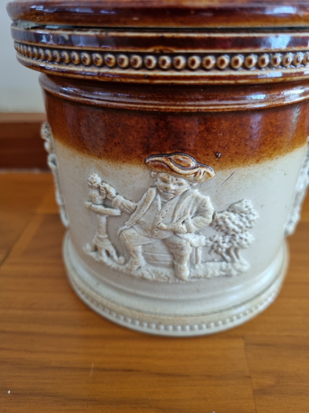 RARE MID 19THC STONEWARE TOBACCO  
JAR LAMBETH View IV