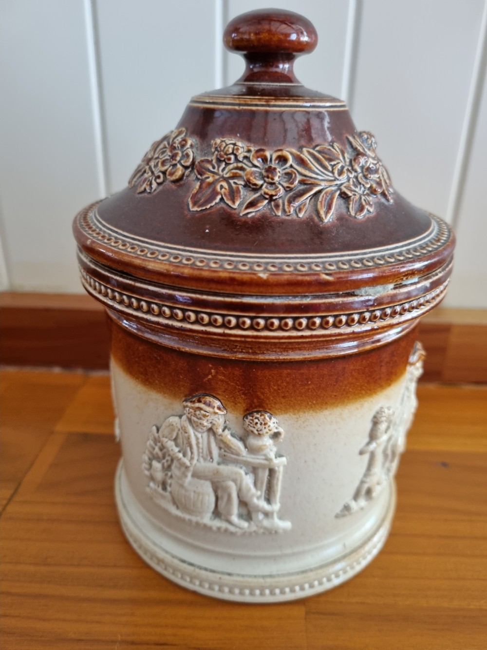 RARE MID 19THC STONEWARE TOBACCO  
JAR LAMBETH View V