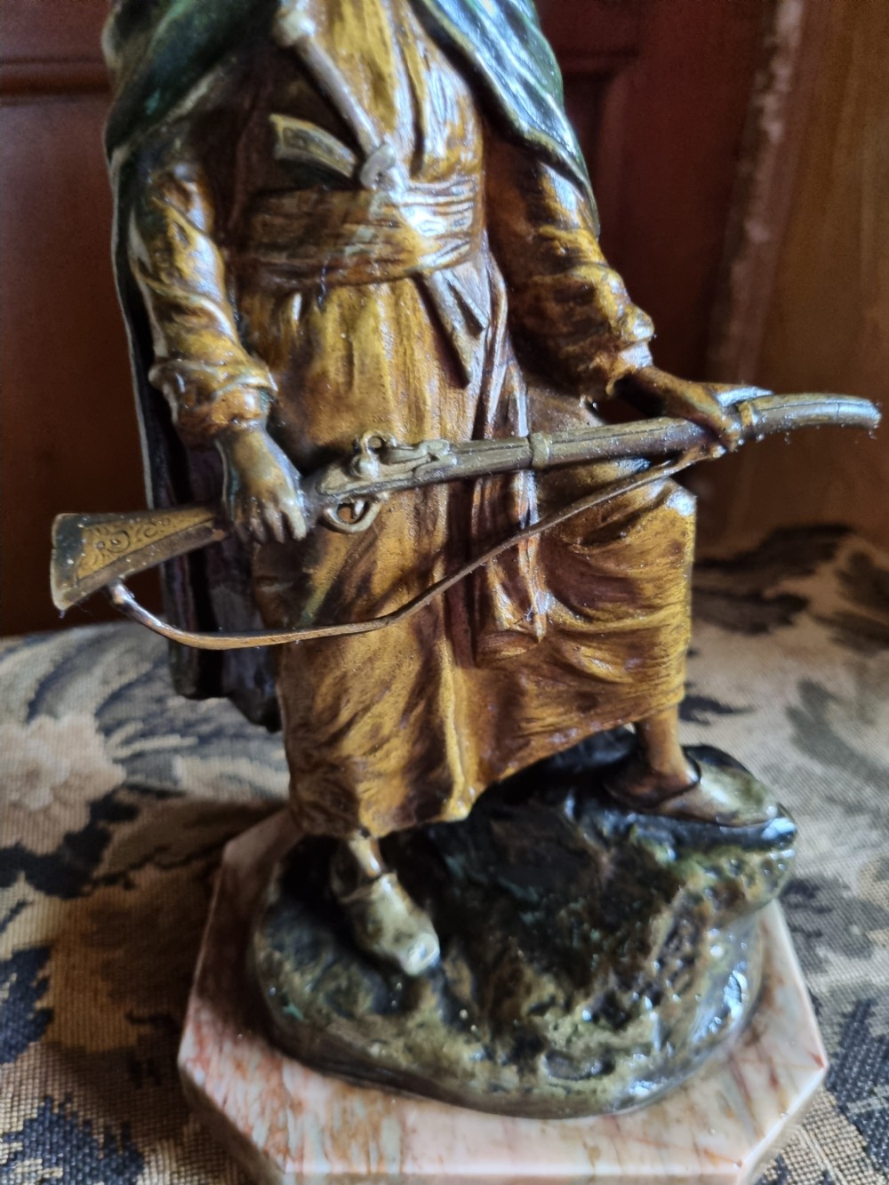 E20thC COLD PAINTED BRONZE OF AN ARAB WARRIOR. View III