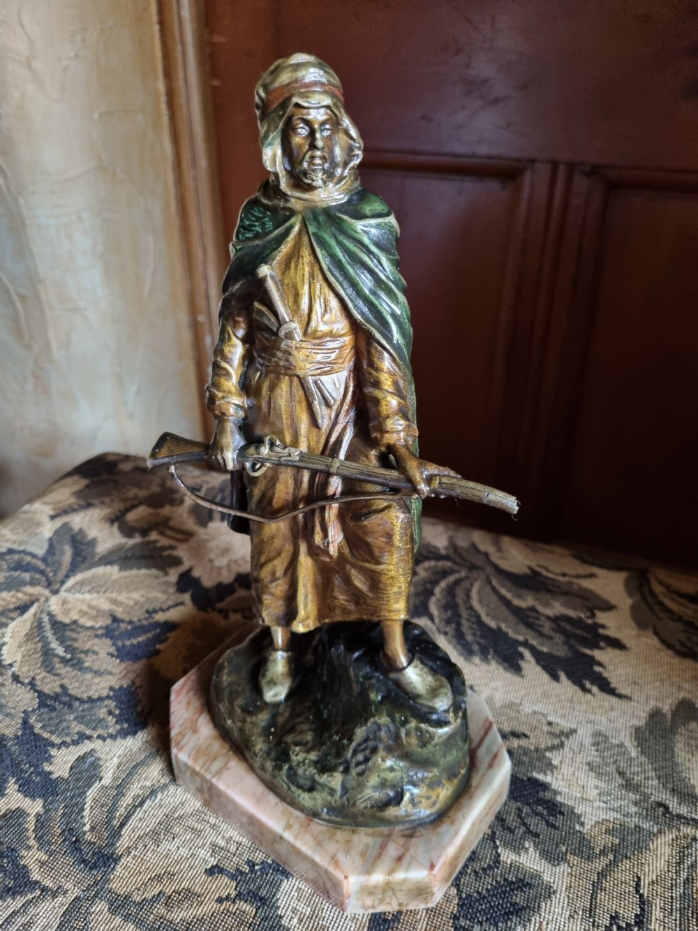 E20thC COLD PAINTED BRONZE OF AN ARAB WARRIOR. View V