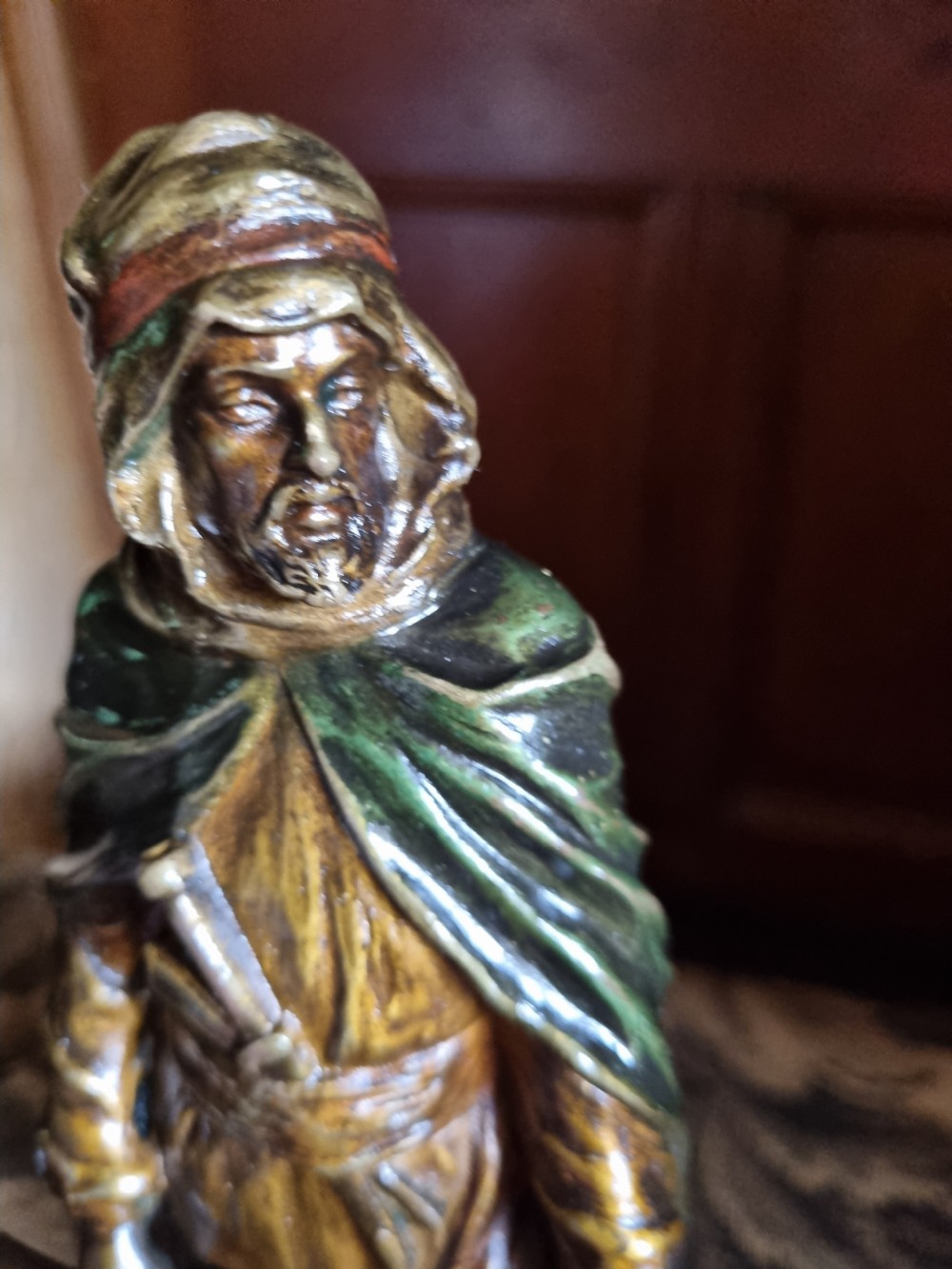 E20thC COLD PAINTED BRONZE OF AN ARAB WARRIOR. View VII