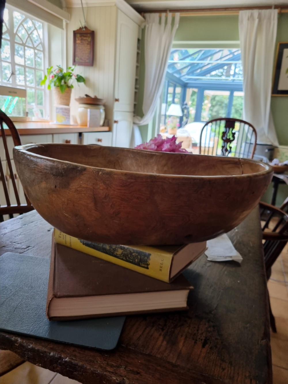 MASSIVE  DATED 1829  SWEDISH BIRCH MIXING BOWL  View II