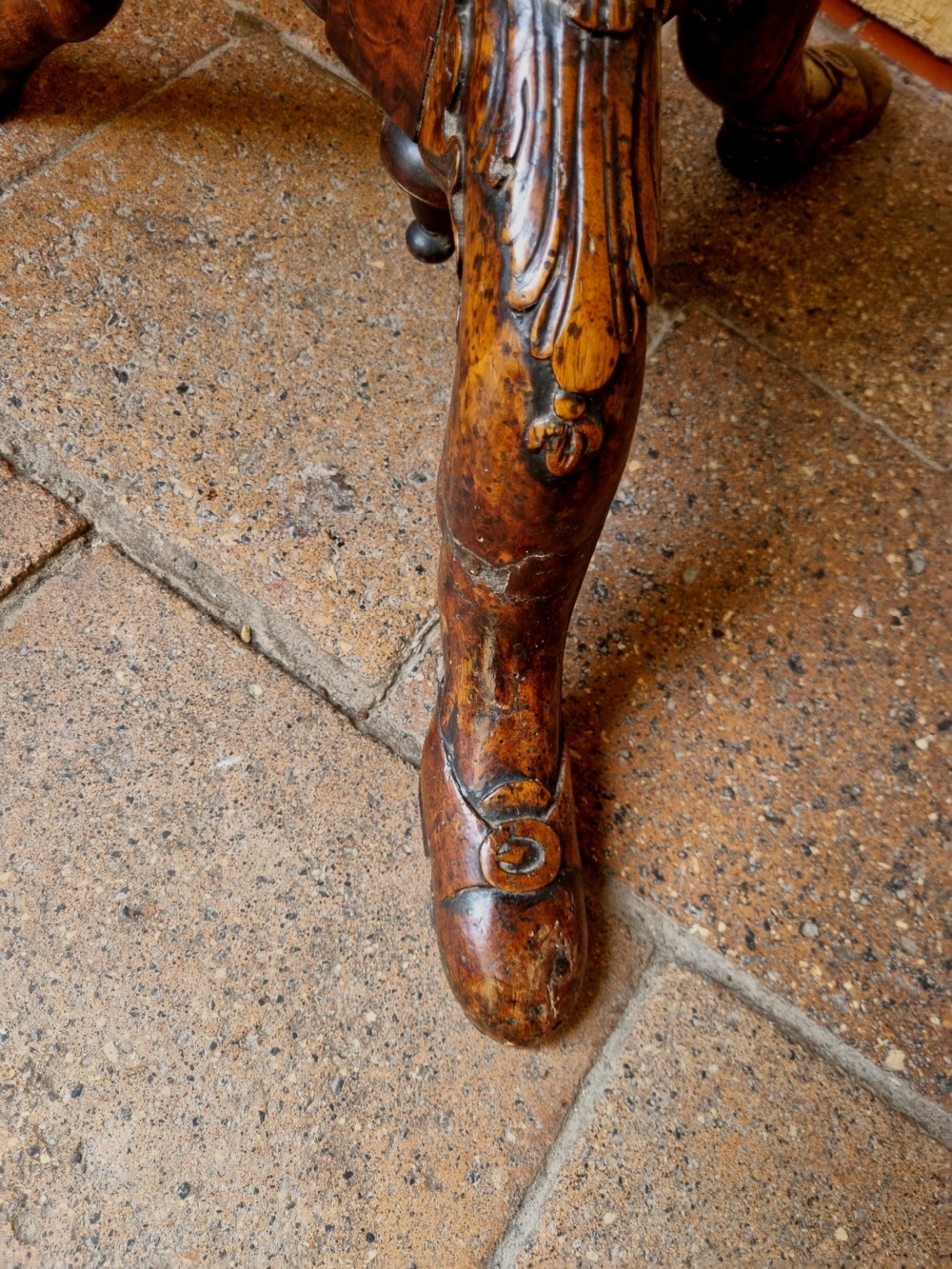 AN EARLY ORIGINAL 18THC WALNUT 