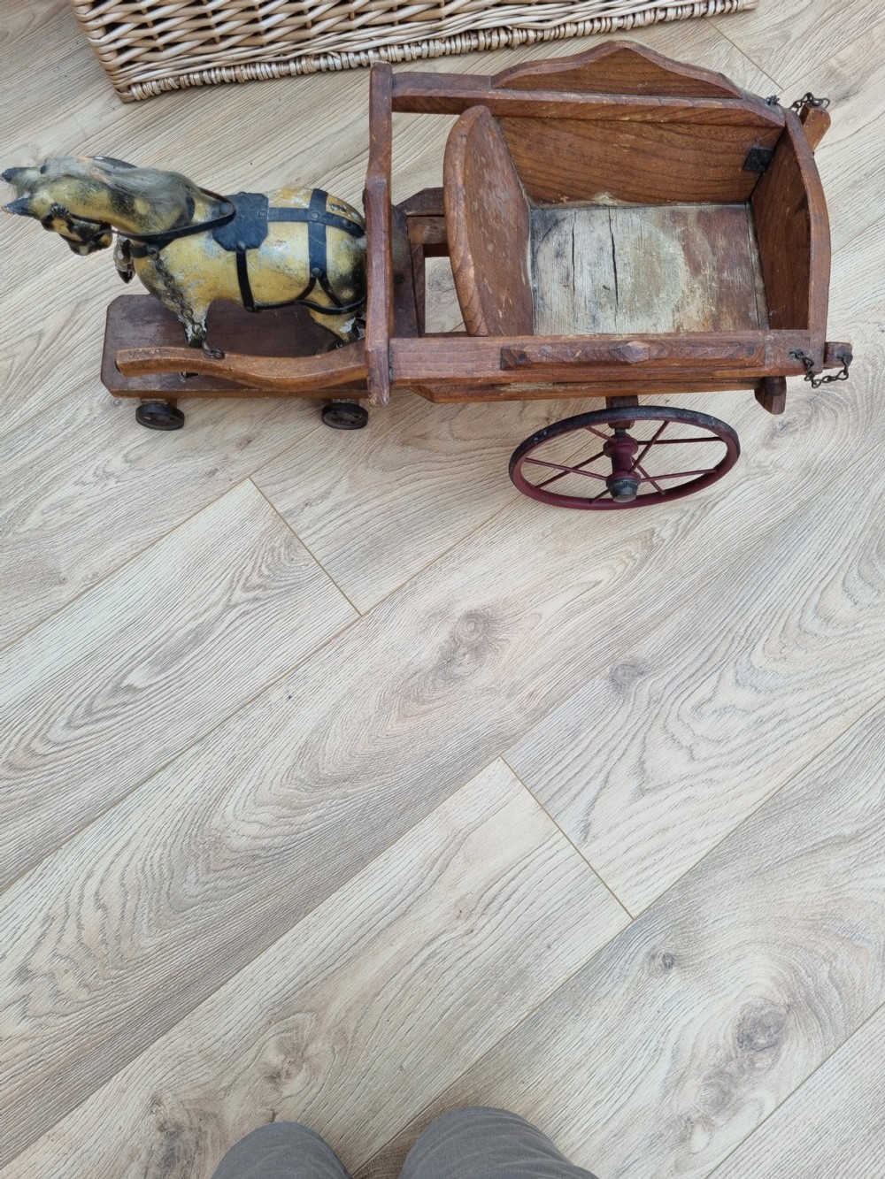 19THC LARGE TOY HORSE AND CART View V