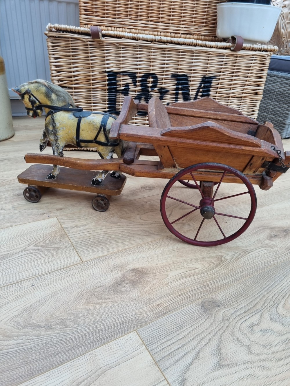 19THC LARGE TOY HORSE AND CART View VII