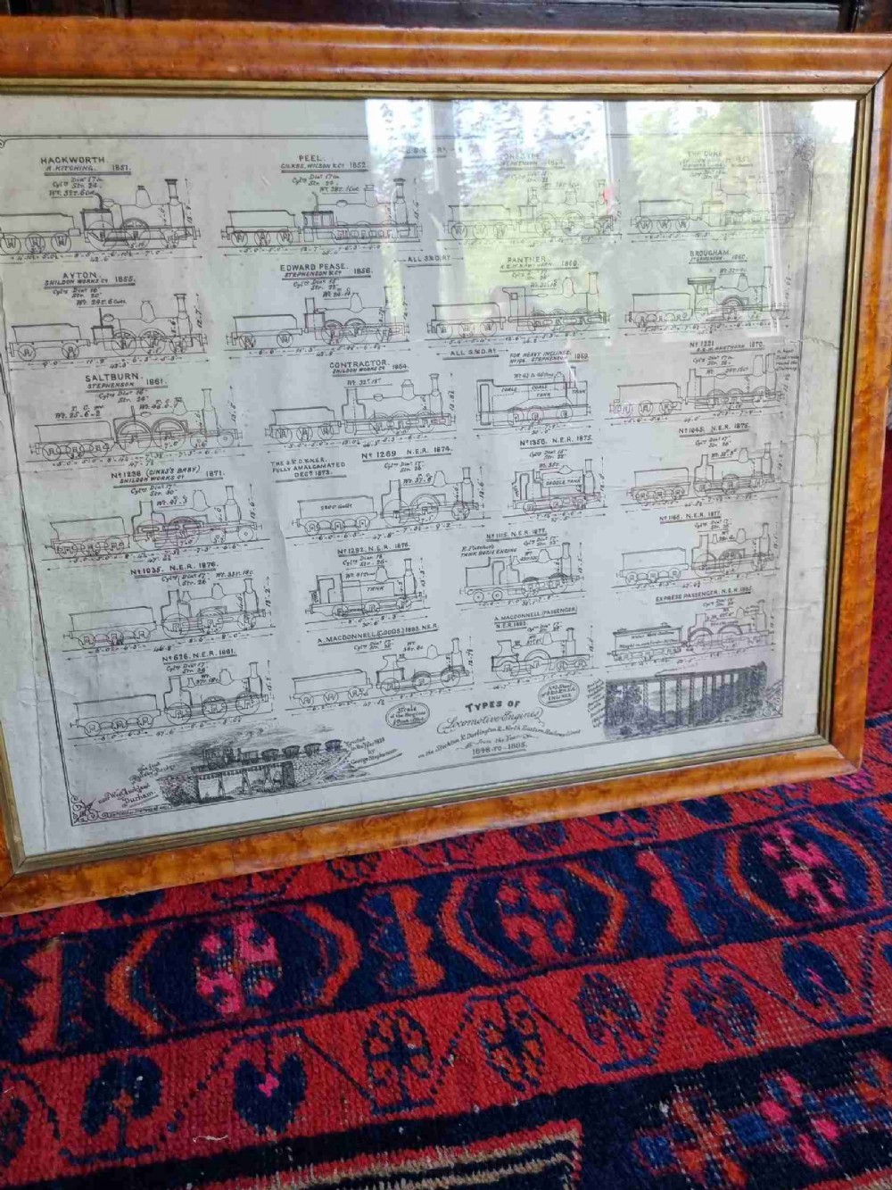 RAILWAY POSTER OF 19THC STEAM ENGINES .
