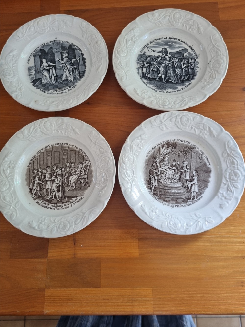 4 EARLY TO MID19THC POTTERY CHILDREN PLATES 
