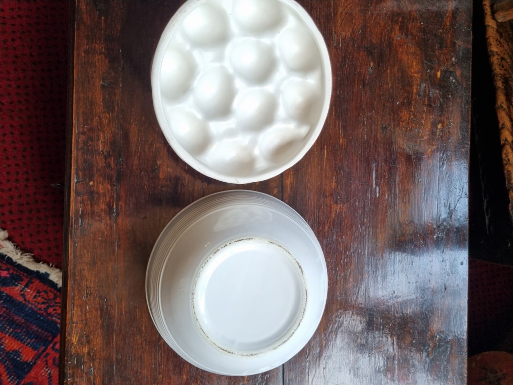 A BUTCHER,S SHOP  DISPLAY EGGS DISH AND COVER View II