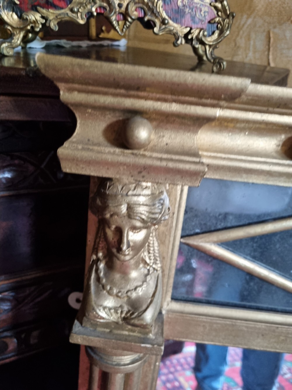 STYLISH 19THC GILTWOOD OVERMANTEL MIRROR View II