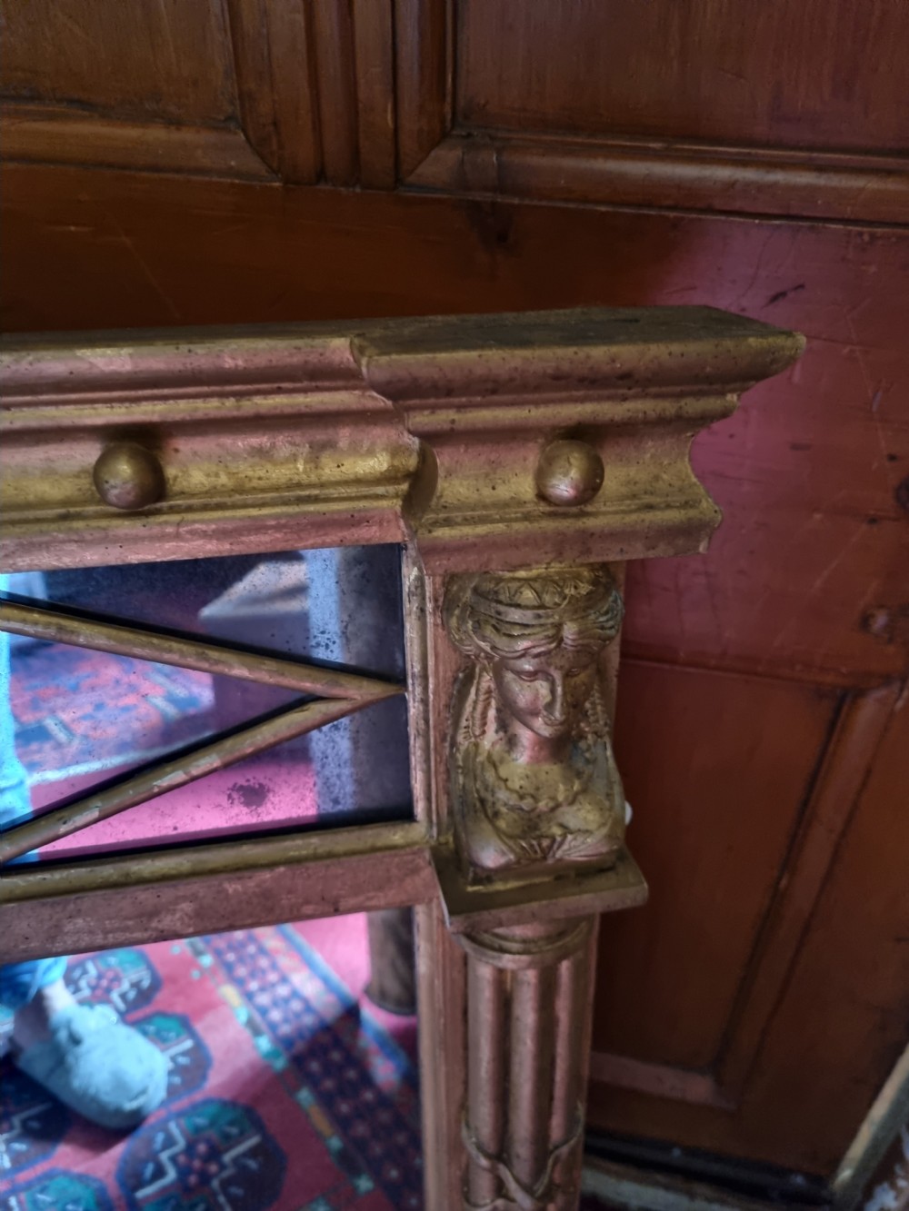 STYLISH 19THC GILTWOOD OVERMANTEL MIRROR View VI