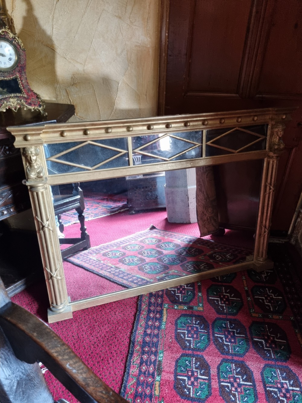 STYLISH 19THC GILTWOOD OVERMANTEL MIRROR View VII