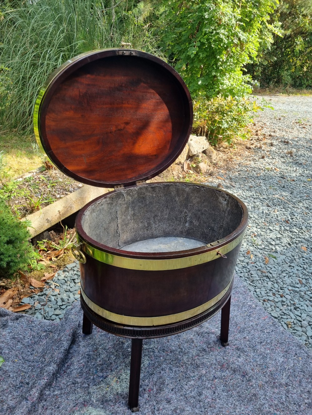  MID 18THC LARGE COUNTRY HOUSE MAHOGANY WINE COOLER View X