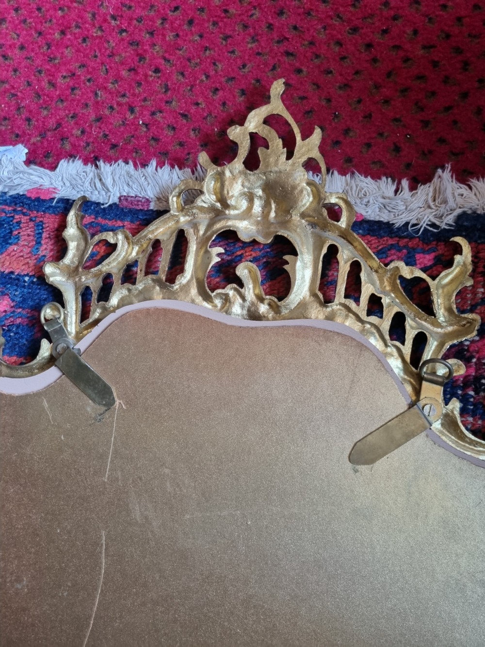 LARGE 19THC GILDED METAL ROCOCO DRAWING ROOM MIRROR  View IX