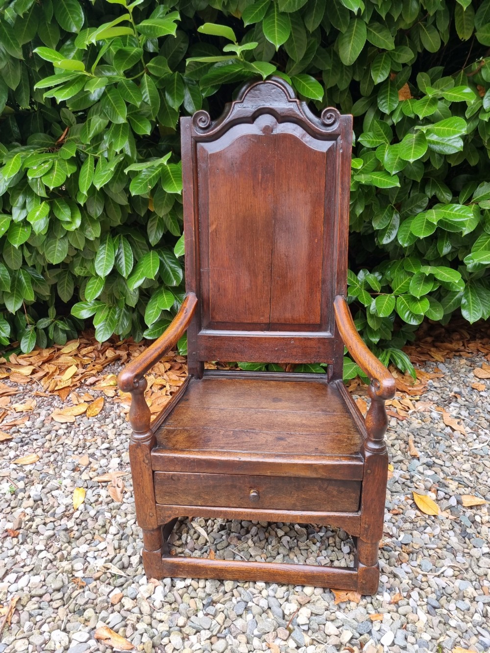 L17TH C  OAK LAMBING CHAIR WITH DRAWER  View VI