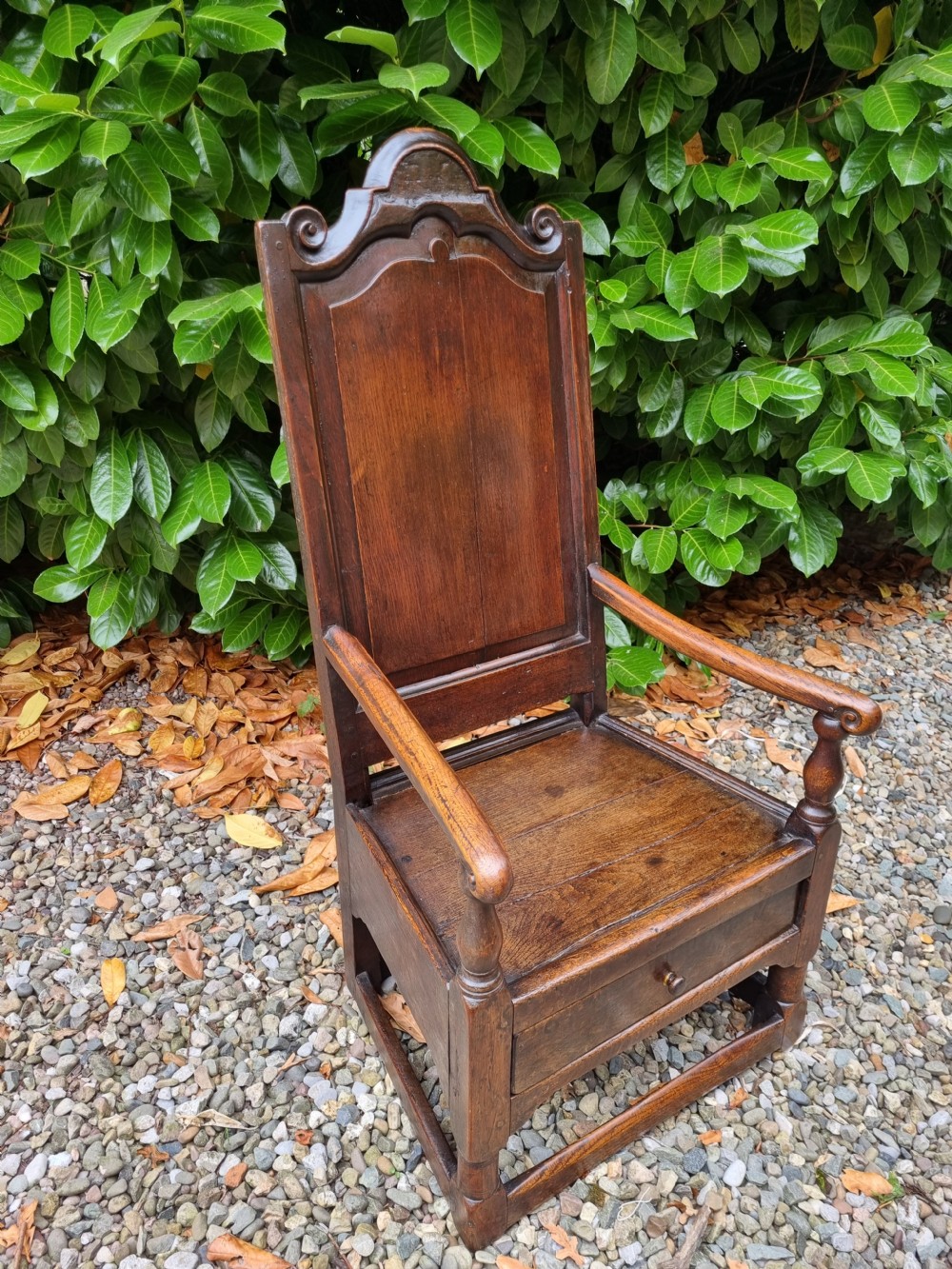 L17TH C  OAK LAMBING CHAIR WITH DRAWER  View VII
