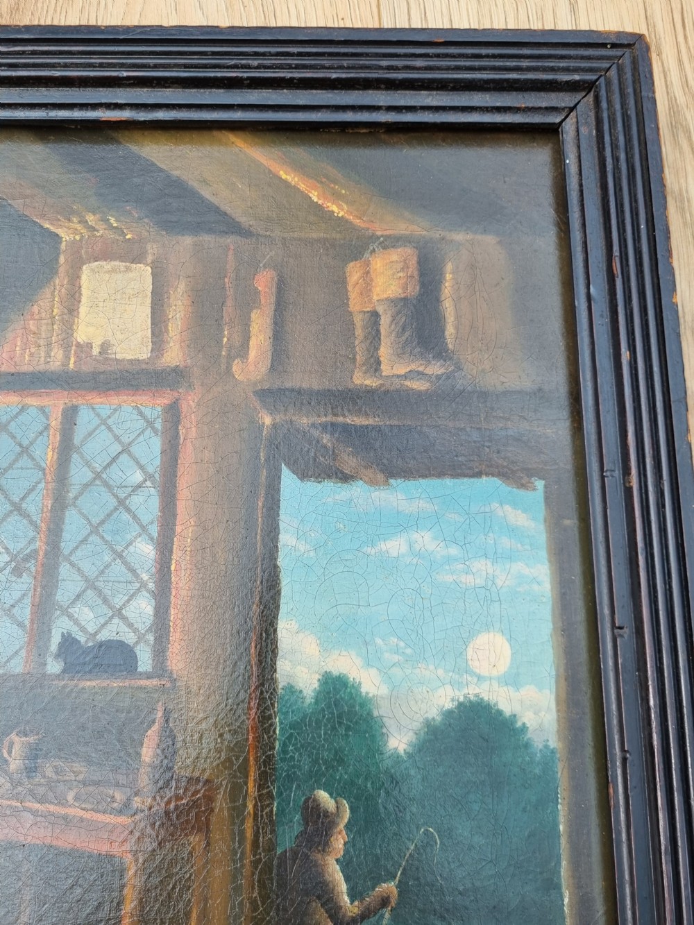A WELSH  19THC OIL PAINTING OF A FARM COTTAGE INTERIOR View II