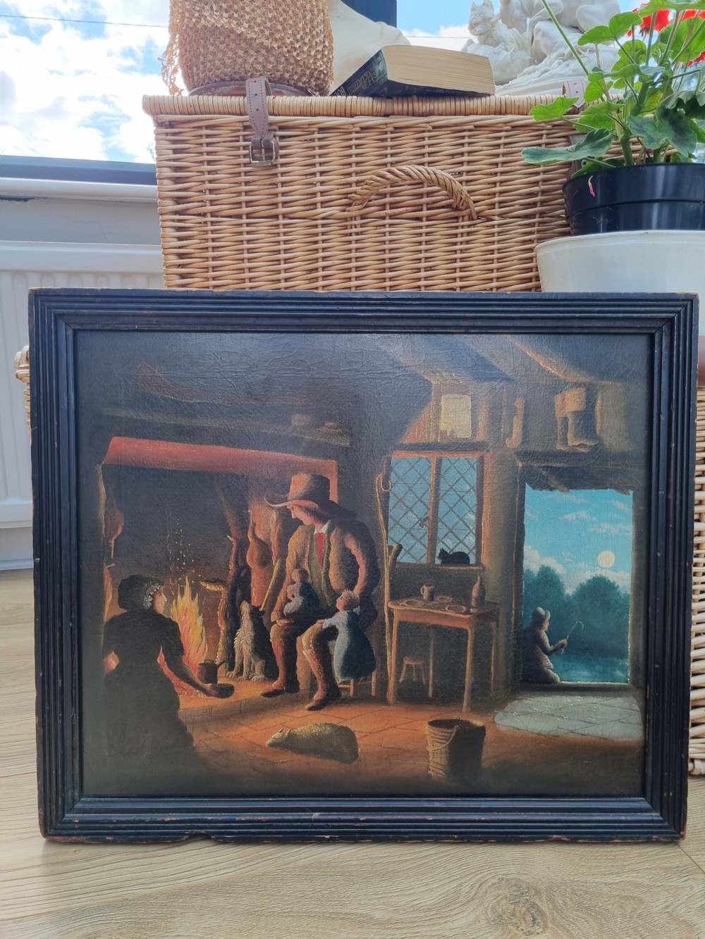 A WELSH  19THC OIL PAINTING OF A FARM COTTAGE INTERIOR View IV