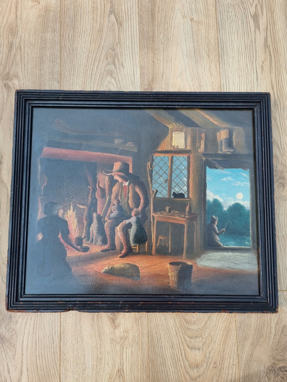 A WELSH  19THC OIL PAINTING OF A FARM COTTAGE INTERIOR View VI