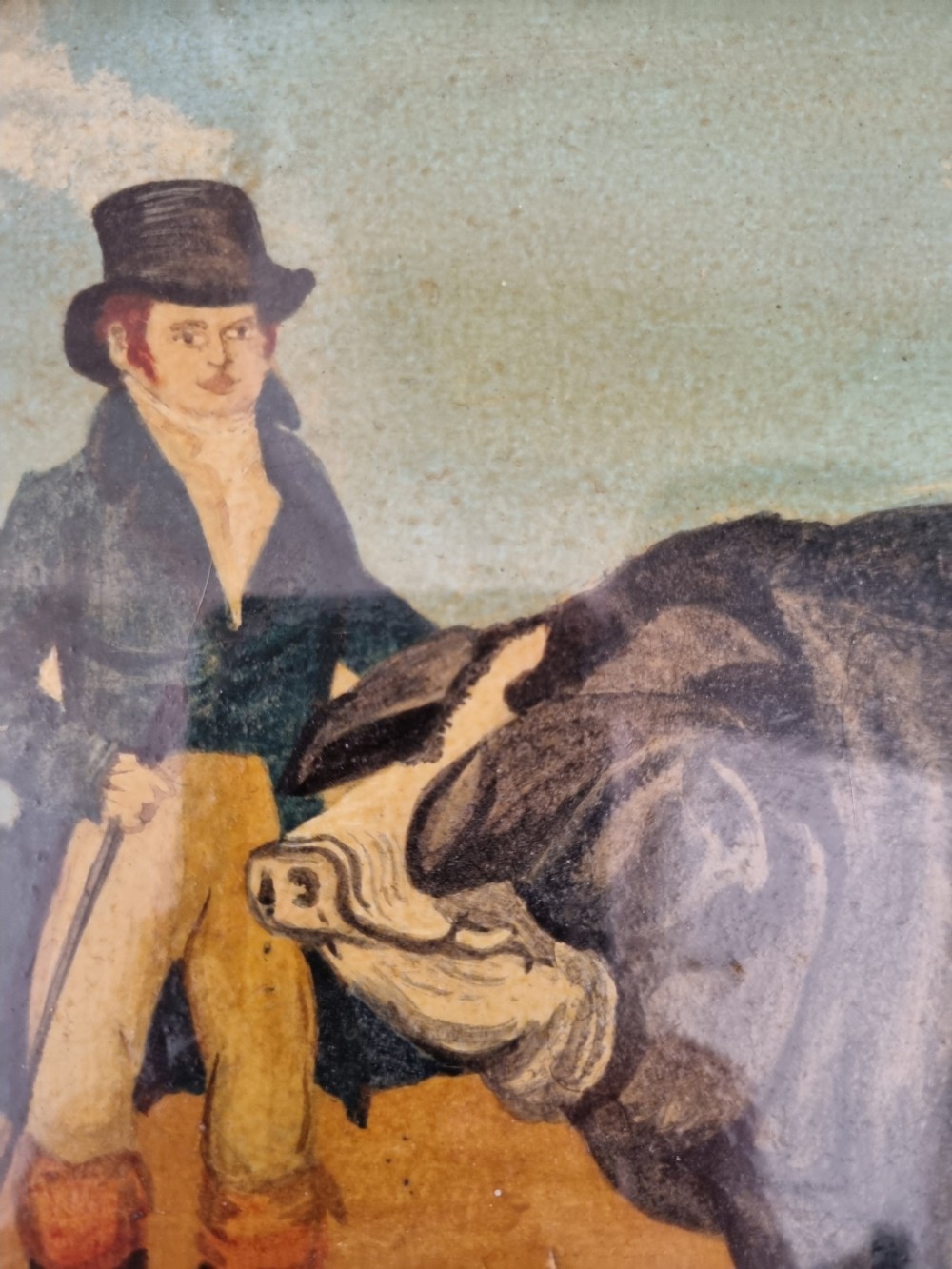19THC NAIVE OIL PAINTING OF A PRIZE PIG View II