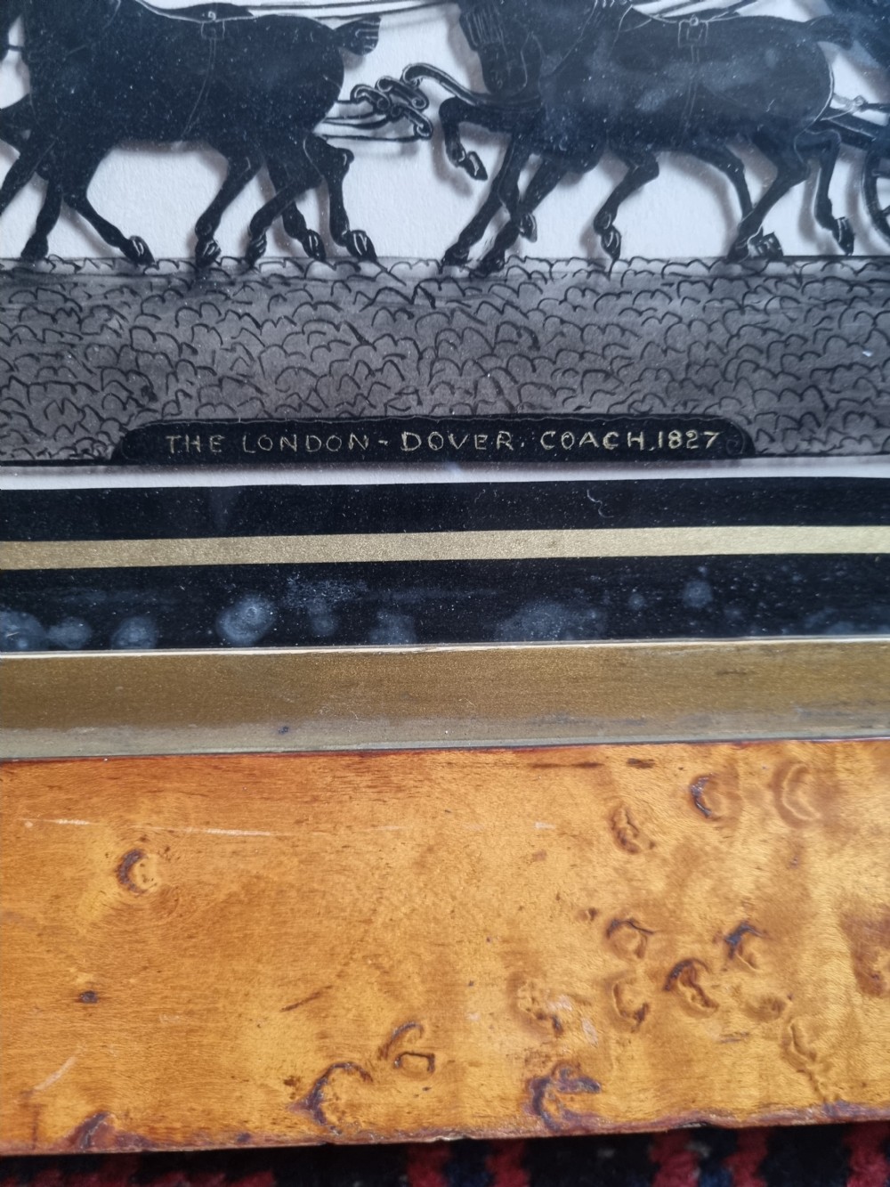 GOOD LARGE E 19THC SILHOUETTE 1827 OF THE LONDON TO DOVER STAGECOACH View IV