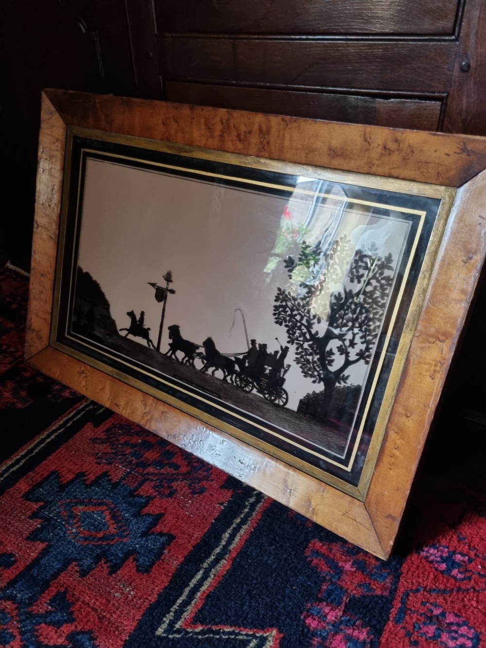 GOOD LARGE E 19THC SILHOUETTE 1827 OF THE LONDON TO DOVER STAGECOACH View V