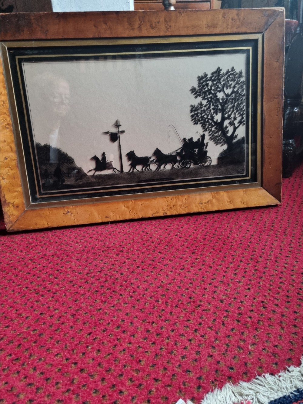 GOOD LARGE E 19THC SILHOUETTE 1827 OF THE LONDON TO DOVER STAGECOACH View VII