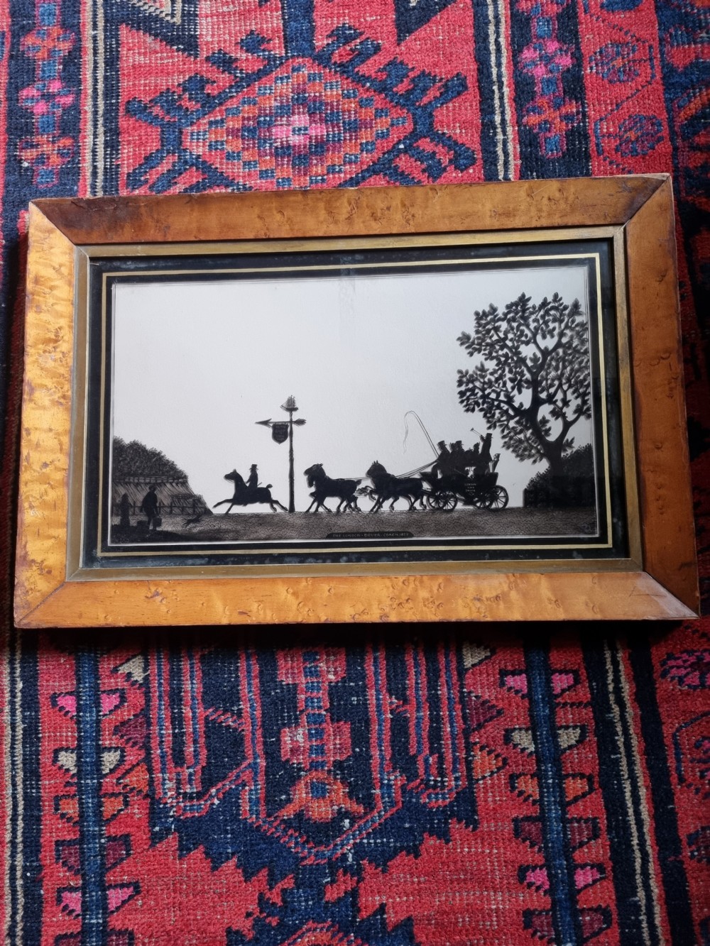 GOOD LARGE E 19THC SILHOUETTE 1827 OF THE LONDON TO DOVER STAGECOACH View VIII