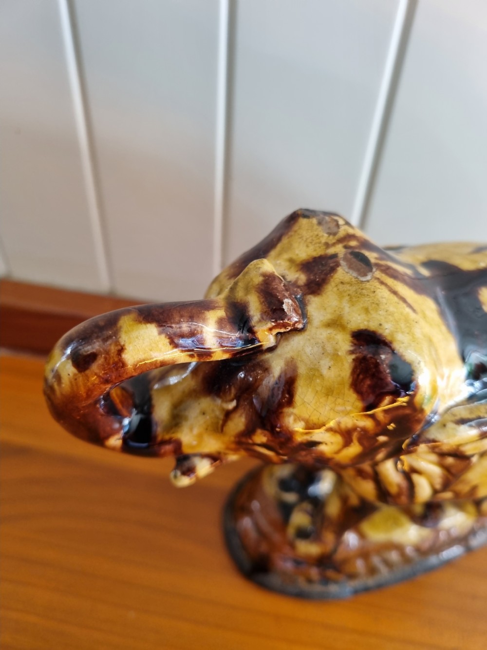 ENGLISH 
 18THC  POTTERY  MODEL OF AN ELEPHANT  View III