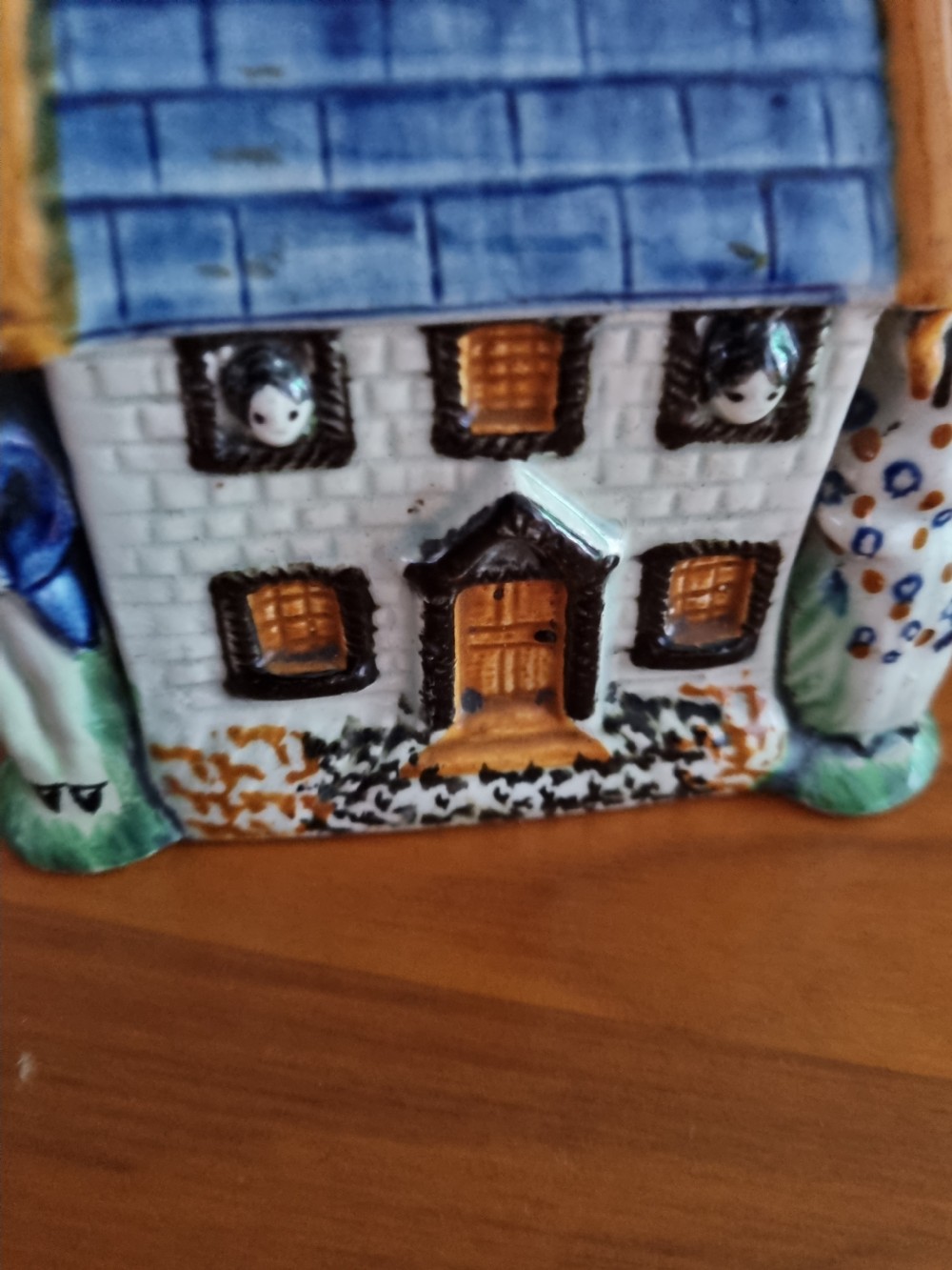 EARLY 19THC POTTERY MONEYBOX IN THE FORM OF A HOUSE
 View II