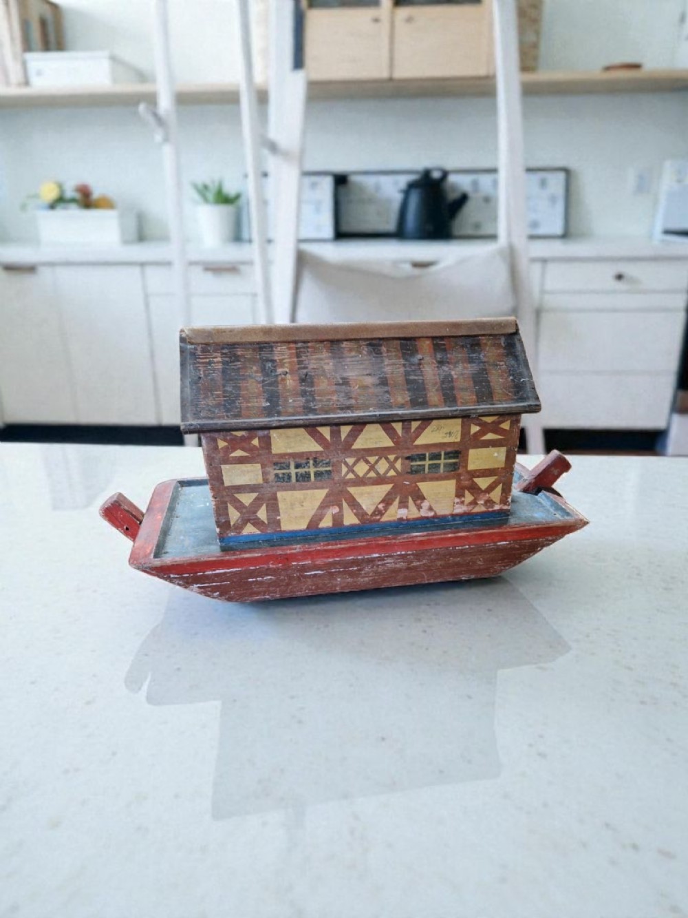 RARE L19THC PAINTED WOODEN NOAH,S ARK COMPLETE 11PRS OF ANIMALS