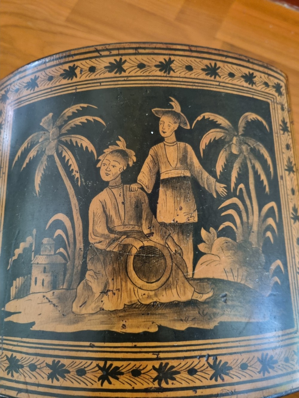 SUPERB L18THC INLAID AND PENWORK DOMED BOX View IV