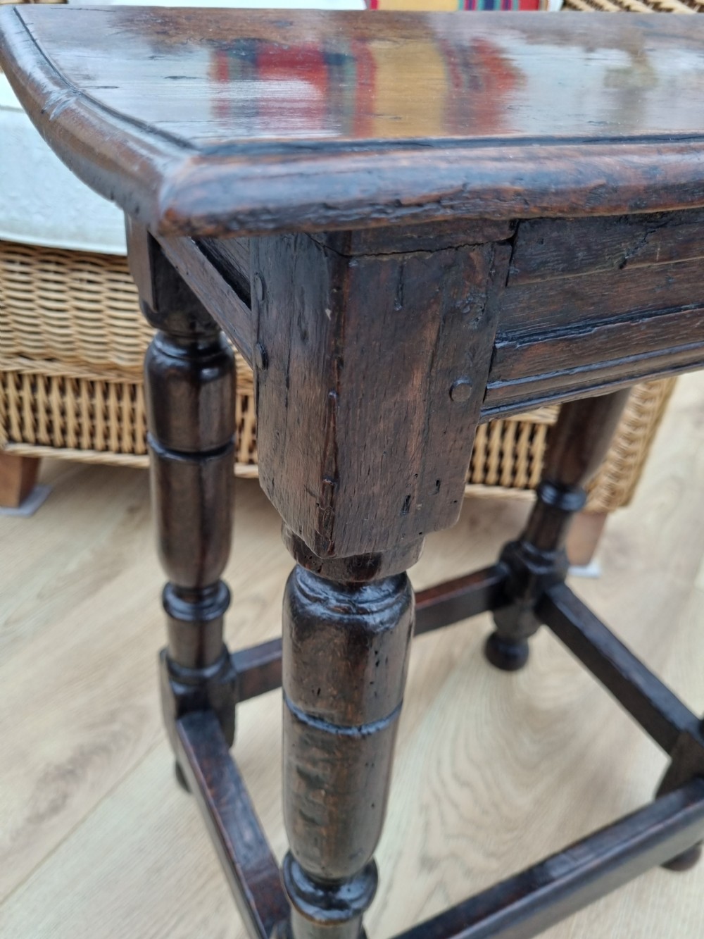 MID 17THC OAK TALL JOINT STOOL View V