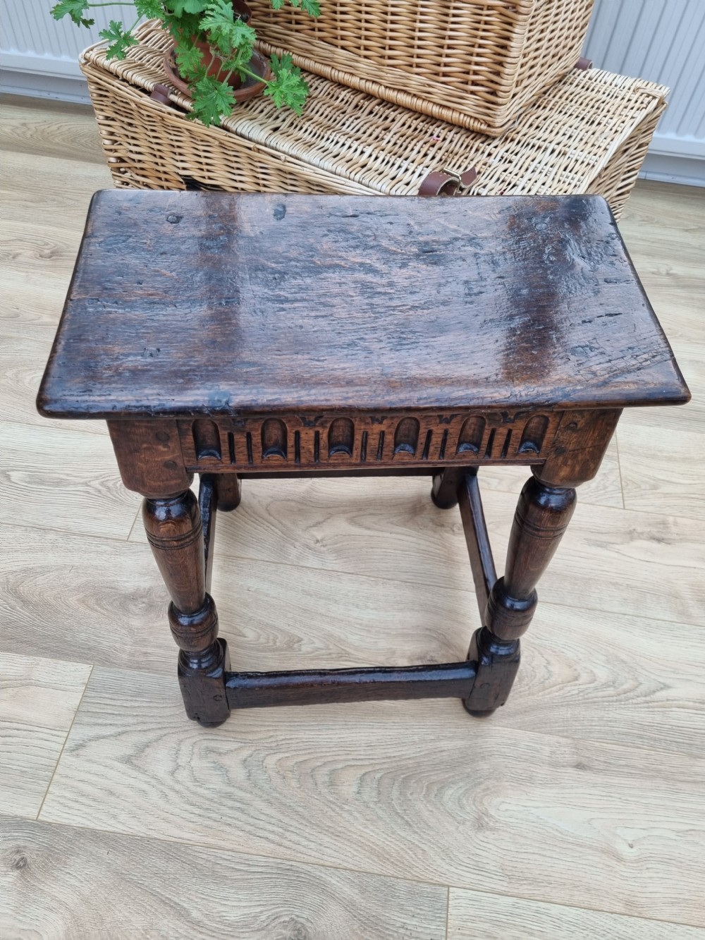 A EARLY 17THC OAK JOINT STOOL  View II