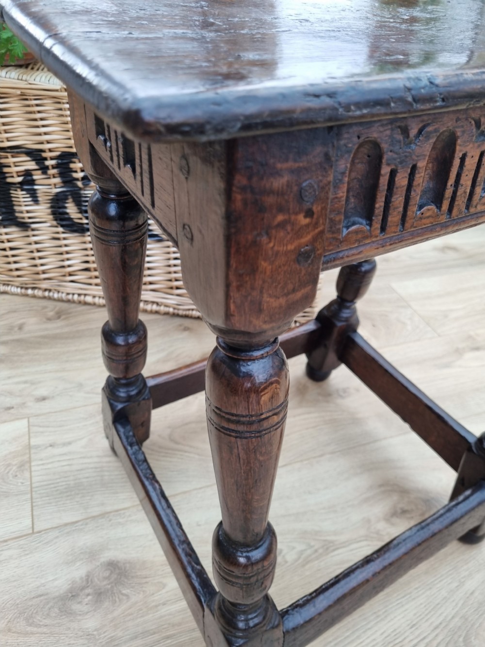 A EARLY 17THC OAK JOINT STOOL  View IV