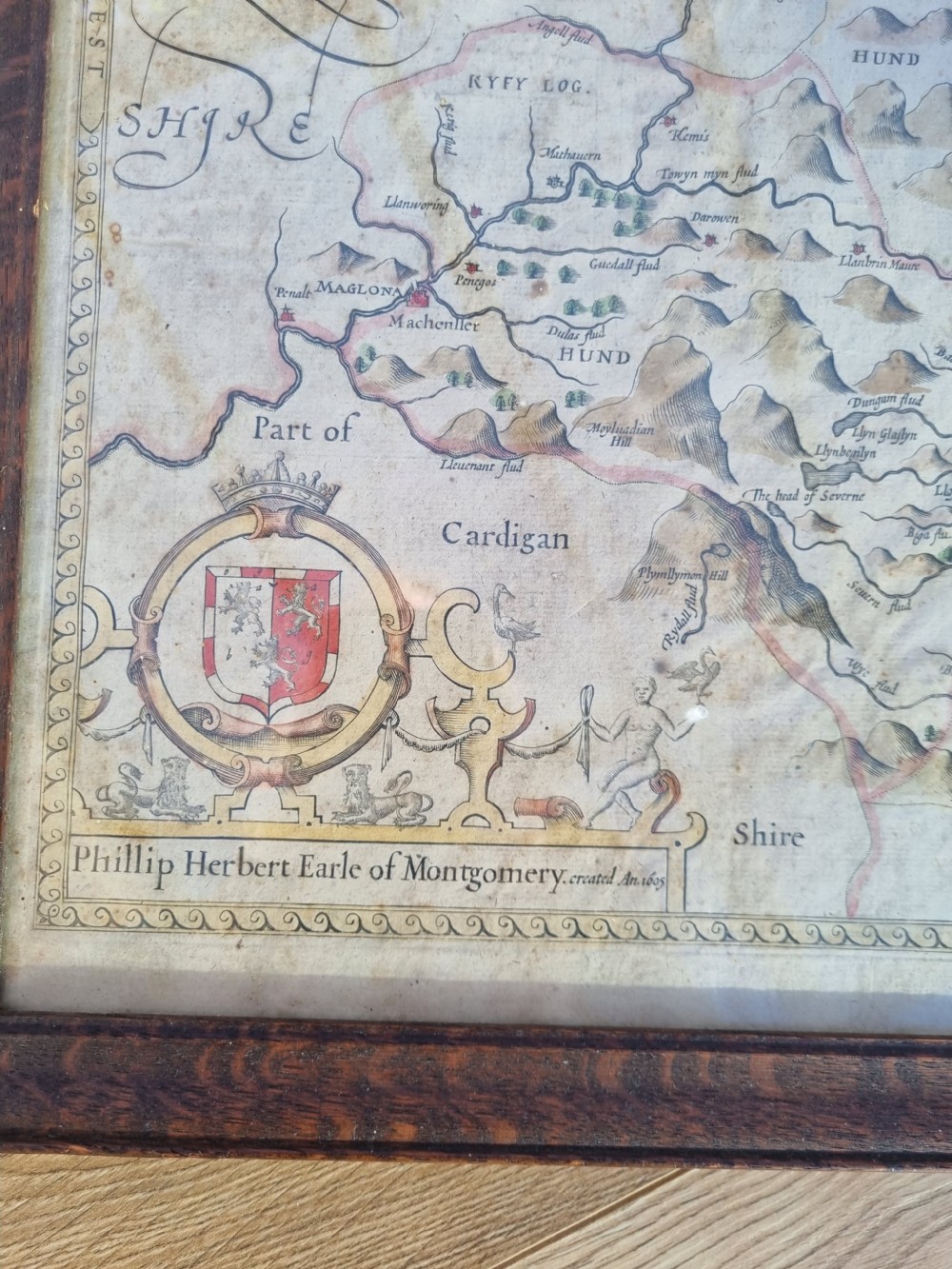 JOHN SPEED 17THC MAP OF MONTGOMERYSHIRE View III